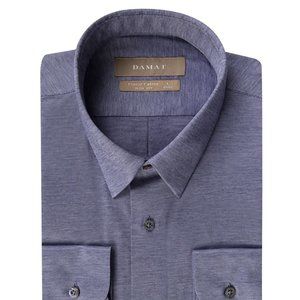 DAMAT Navy Patterned Dress Shirt (Slim Fit)